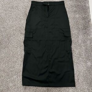 Olive Green Satin Cargo Skirt!